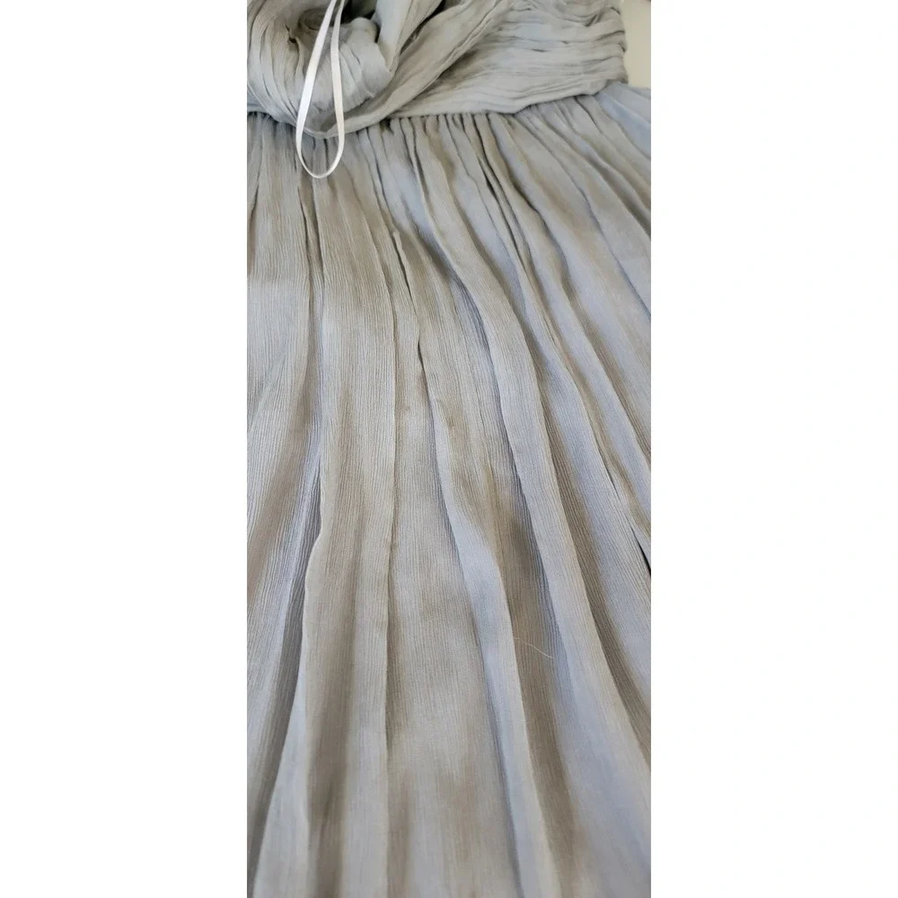 J.Crew Ava Dress 6 Gray Silk Illusion Neckline Midi  Bridesmaid Formal 09726
